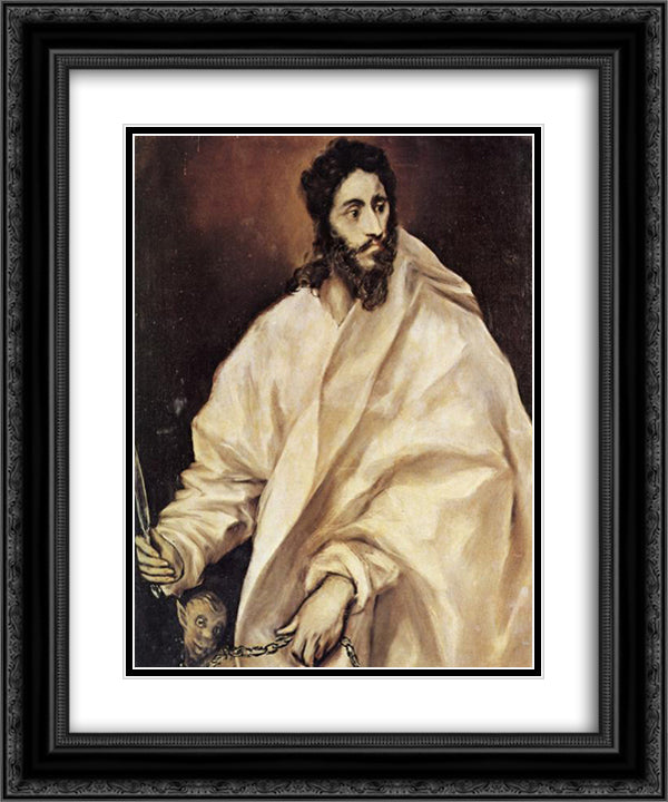 St. Bartholomew 20x24 Black Ornate Wood Framed Art Print Poster with Double Matting by El Greco