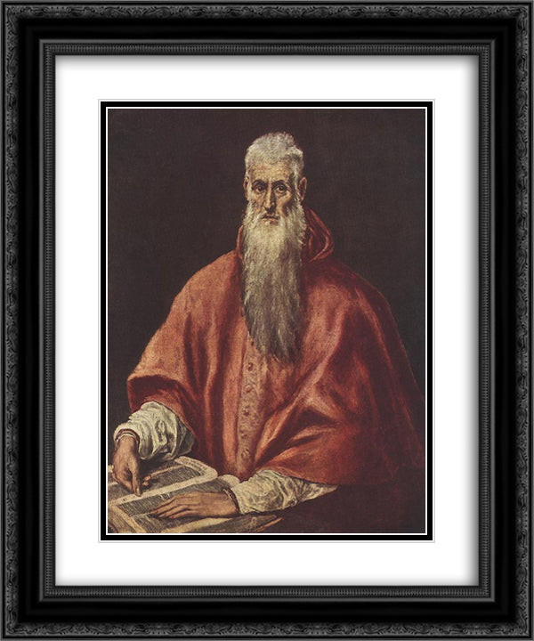 St. Jerome as Cardinal 20x24 Black Ornate Wood Framed Art Print Poster with Double Matting by El Greco