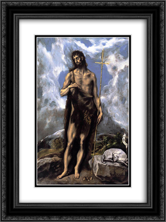 St. John the Baptist 18x24 Black Ornate Wood Framed Art Print Poster with Double Matting by El Greco