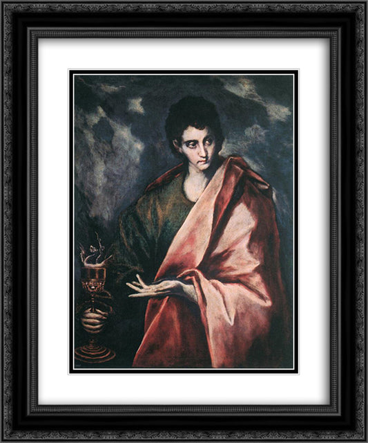 St. John the Evangelist 20x24 Black Ornate Wood Framed Art Print Poster with Double Matting by El Greco