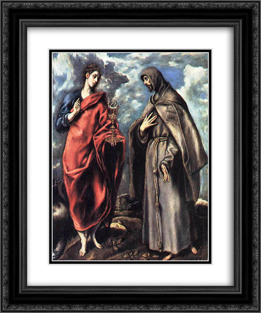 St. John the Evangelist and St. Francis 20x24 Black Ornate Wood Framed Art Print Poster with Double Matting by El Greco