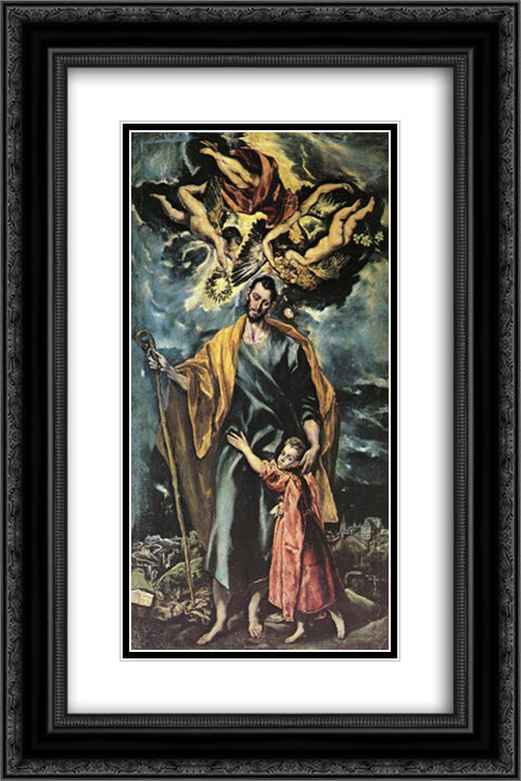 St. Joseph and the Christ Child 16x24 Black Ornate Wood Framed Art Print Poster with Double Matting by El Greco