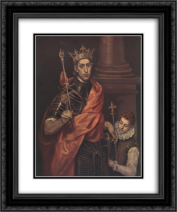 St. Louis King of France with a Page 20x24 Black Ornate Wood Framed Art Print Poster with Double Matting by El Greco