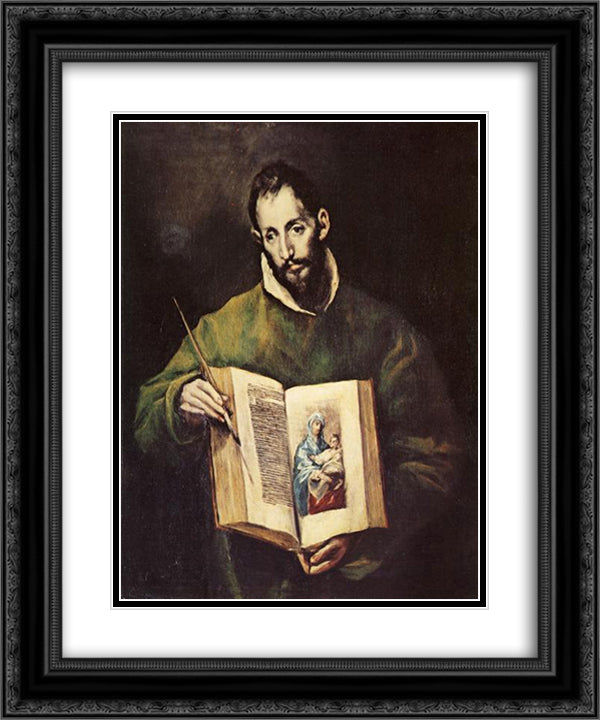 St. Luke 20x24 Black Ornate Wood Framed Art Print Poster with Double Matting by El Greco