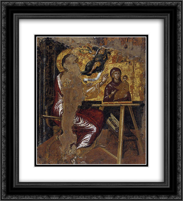 St. Luke painting the Virgin 20x22 Black Ornate Wood Framed Art Print Poster with Double Matting by El Greco