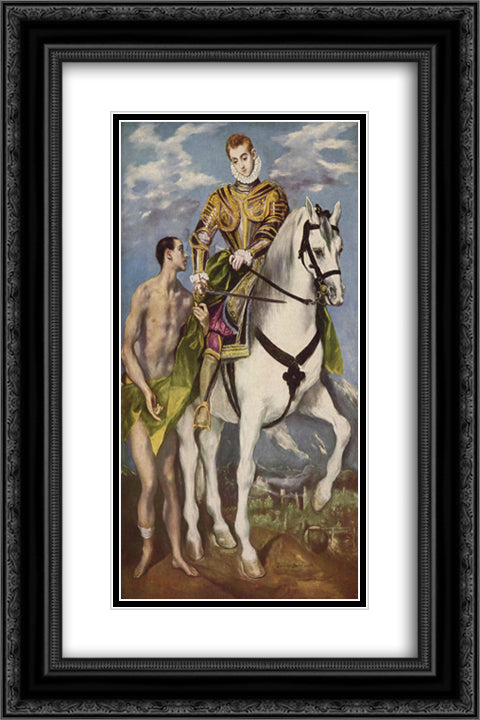 St. Martin and the Beggar 16x24 Black Ornate Wood Framed Art Print Poster with Double Matting by El Greco