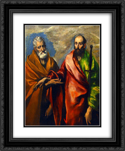 St. Paul and St. Peter 20x24 Black Ornate Wood Framed Art Print Poster with Double Matting by El Greco