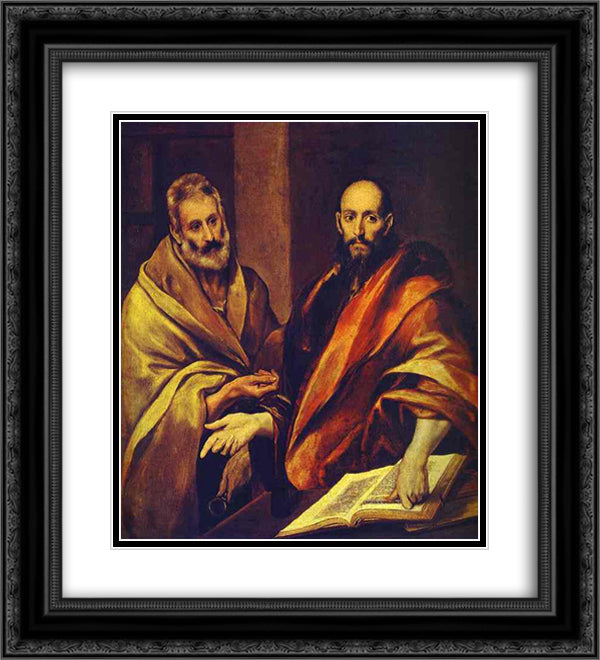 St. Peter and St. Paul 20x22 Black Ornate Wood Framed Art Print Poster with Double Matting by El Greco