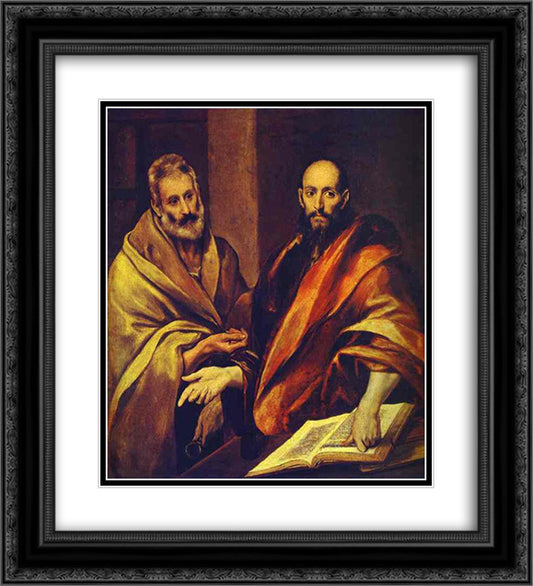 St. Peter and St. Paul 20x22 Black Ornate Wood Framed Art Print Poster with Double Matting by El Greco