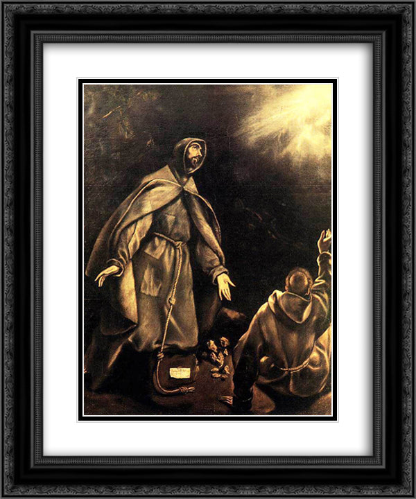 Stigmatisation of St. Francis 20x24 Black Ornate Wood Framed Art Print Poster with Double Matting by El Greco