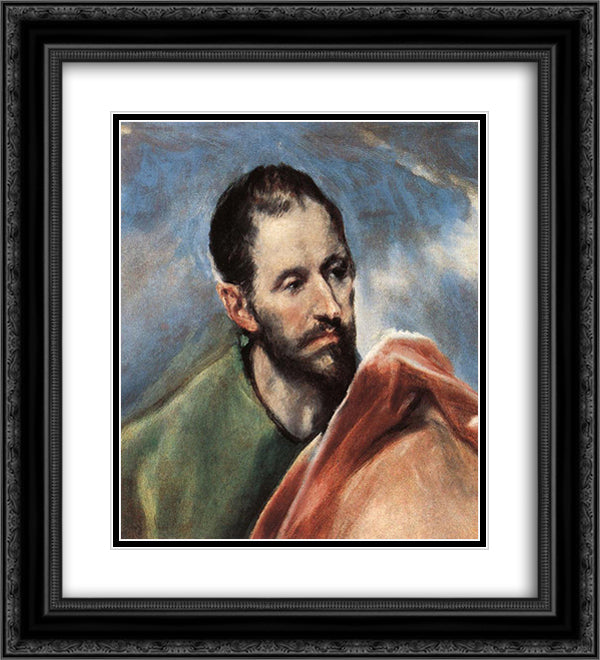 Study of a Man 20x22 Black Ornate Wood Framed Art Print Poster with Double Matting by El Greco