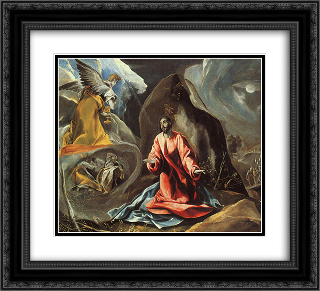 The Agony in the Garden 22x20 Black Ornate Wood Framed Art Print Poster with Double Matting by El Greco