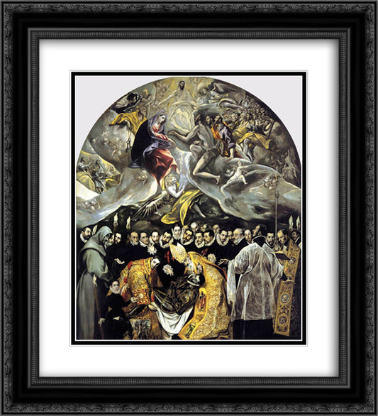 The Burial of the Count of Orgaz 20x22 Black Ornate Wood Framed Art Print Poster with Double Matting by El Greco