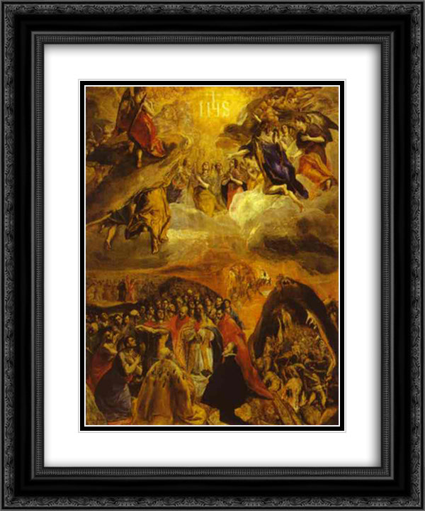 The Dream of Philip II 20x24 Black Ornate Wood Framed Art Print Poster with Double Matting by El Greco