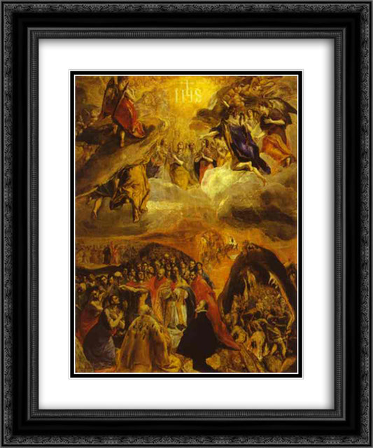 The Dream of Philip II 20x24 Black Ornate Wood Framed Art Print Poster with Double Matting by El Greco