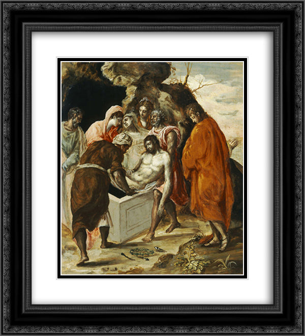 The Entombment of Christ 20x22 Black Ornate Wood Framed Art Print Poster with Double Matting by El Greco