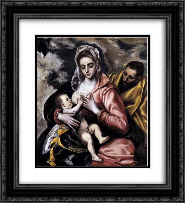 The Holy Family 20x22 Black Ornate Wood Framed Art Print Poster with Double Matting by El Greco