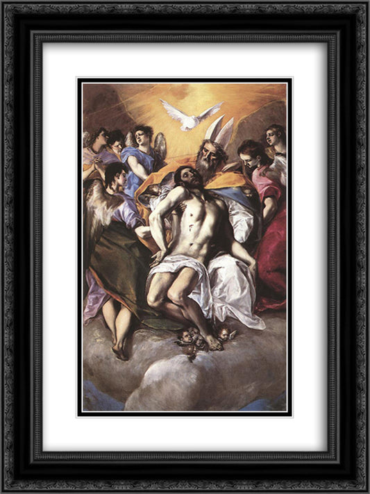 The Holy Trinity 18x24 Black Ornate Wood Framed Art Print Poster with Double Matting by El Greco