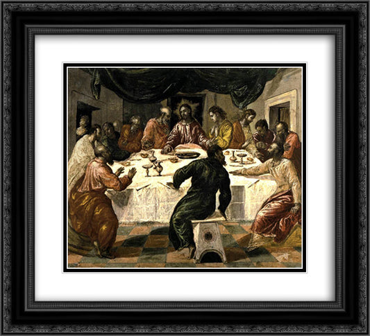 The Last Supper 22x20 Black Ornate Wood Framed Art Print Poster with Double Matting by El Greco