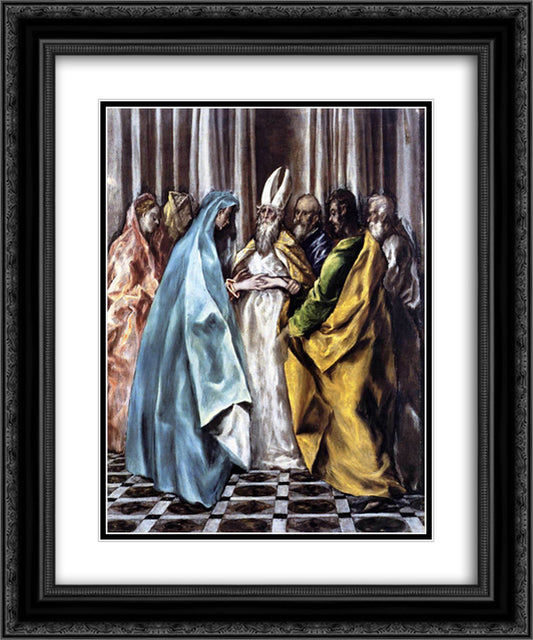 The Marriage of the Virgin 20x24 Black Ornate Wood Framed Art Print Poster with Double Matting by El Greco