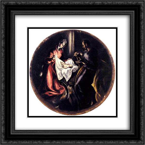 The Nativity 20x20 Black Ornate Wood Framed Art Print Poster with Double Matting by El Greco