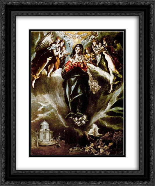 The Virgin of the Immaculate Conception 20x24 Black Ornate Wood Framed Art Print Poster with Double Matting by El Greco