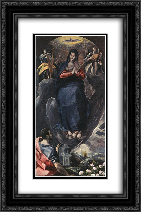 The Virgin of the Immaculate Conception and St. John 16x24 Black Ornate Wood Framed Art Print Poster with Double Matting by El Greco