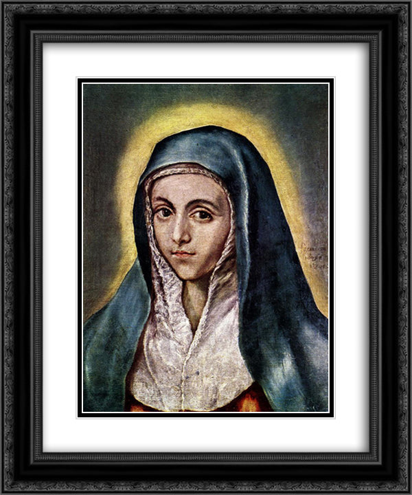 Virgin Mary 20x24 Black Ornate Wood Framed Art Print Poster with Double Matting by El Greco