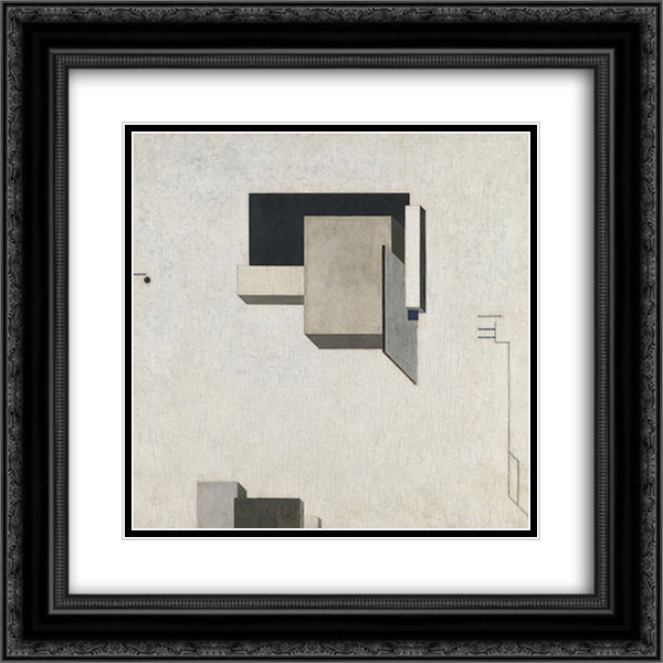 Proun 1 C 20x20 Black Ornate Wood Framed Art Print Poster with Double Matting by Lissitzky, El