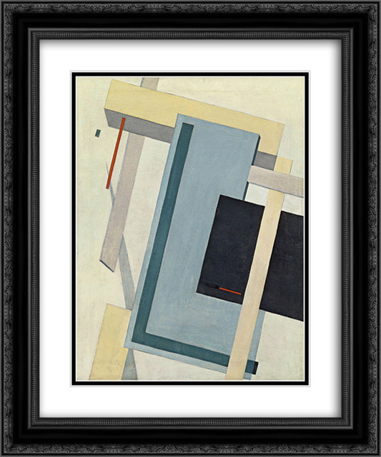 Proun 4 B 20x24 Black Ornate Wood Framed Art Print Poster with Double Matting by Lissitzky, El