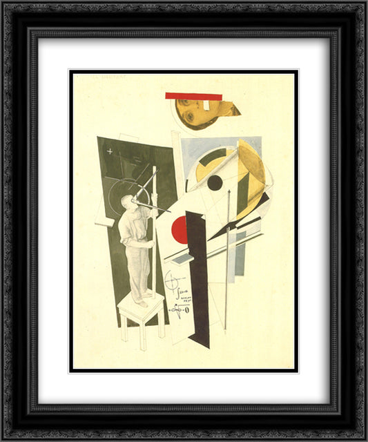 Tatlin at Work 20x24 Black Ornate Wood Framed Art Print Poster with Double Matting by Lissitzky, El