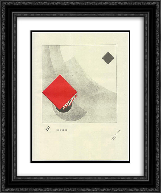 There is over 20x24 Black Ornate Wood Framed Art Print Poster with Double Matting by Lissitzky, El