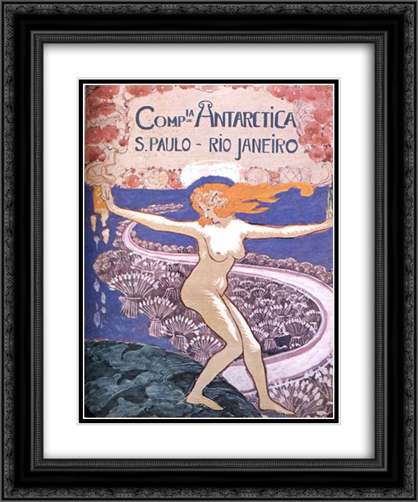 CARTAZ DA COMPANHIA ANTaRTICA-PROJETO 20x24 Black Ornate Wood Framed Art Print Poster with Double Matting by Visconti, Eliseu