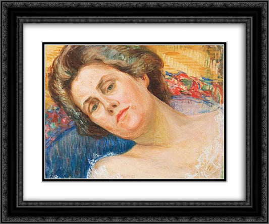 Figura feminina 24x20 Black Ornate Wood Framed Art Print Poster with Double Matting by Visconti, Eliseu