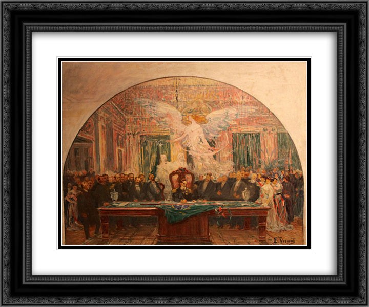 Latin American Presidental Inauguration, Brazil, 1891 24x20 Black Ornate Wood Framed Art Print Poster with Double Matting by Visconti, Eliseu