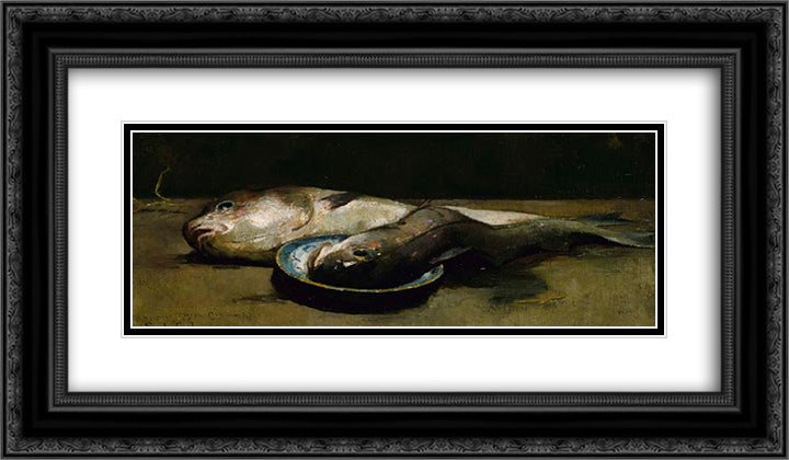 Haddock 24x14 Black Ornate Wood Framed Art Print Poster with Double Matting by Carlsen, Emil