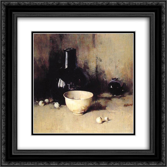 Still Life with Self Portrait 20x20 Black Ornate Wood Framed Art Print Poster with Double Matting by Carlsen, Emil