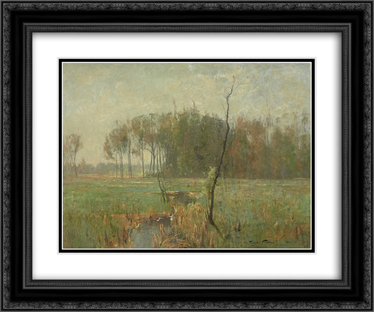 Summer Mist 24x20 Black Ornate Wood Framed Art Print Poster with Double Matting by Carlsen, Emil