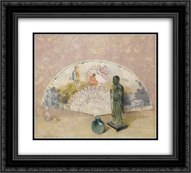 The French Fan 22x20 Black Ornate Wood Framed Art Print Poster with Double Matting by Carlsen, Emil