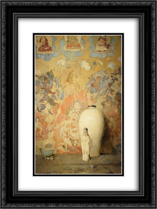 The Picture from Thibet 18x24 Black Ornate Wood Framed Art Print Poster with Double Matting by Carlsen, Emil