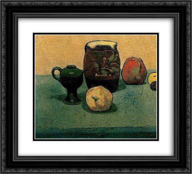 Earthware Pot and Apples 22x20 Black Ornate Wood Framed Art Print Poster with Double Matting by Bernard, Emile