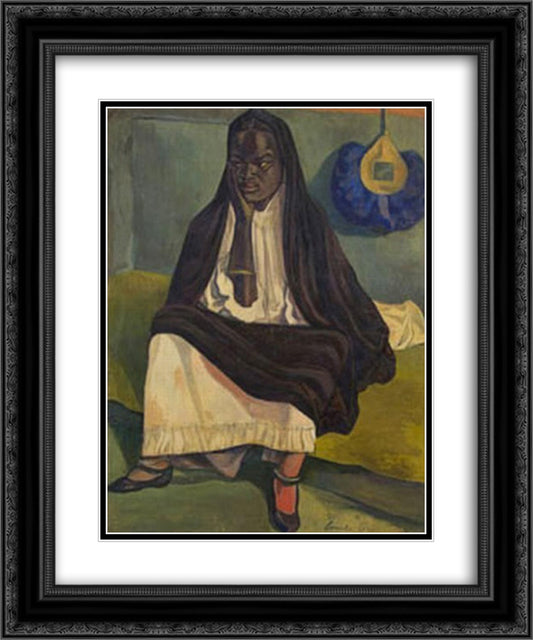 Portrait of a Woman 20x24 Black Ornate Wood Framed Art Print Poster with Double Matting by Bernard, Emile