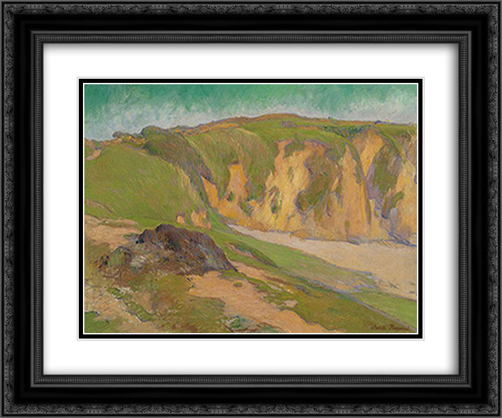 The Cliffs at Le Pouldu 24x20 Black Ornate Wood Framed Art Print Poster with Double Matting by Bernard, Emile