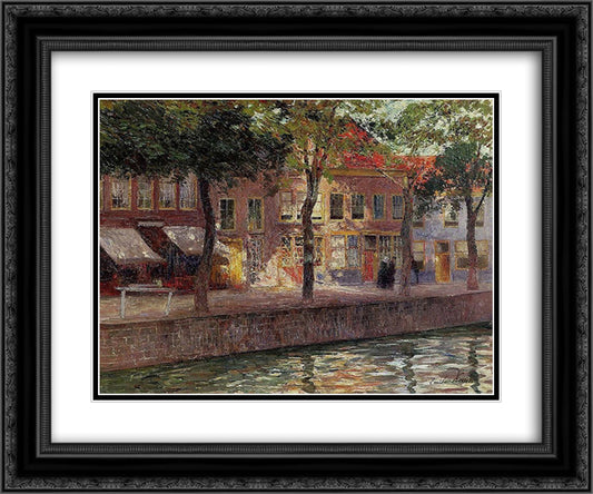 Canal in Zeeland 24x20 Black Ornate Wood Framed Art Print Poster with Double Matting by Claus, Emile