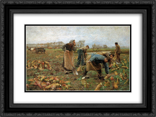 The Beet Harvest 24x18 Black Ornate Wood Framed Art Print Poster with Double Matting by Claus, Emile