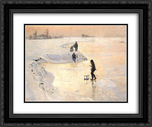 The Ice Birds 24x20 Black Ornate Wood Framed Art Print Poster with Double Matting by Claus, Emile
