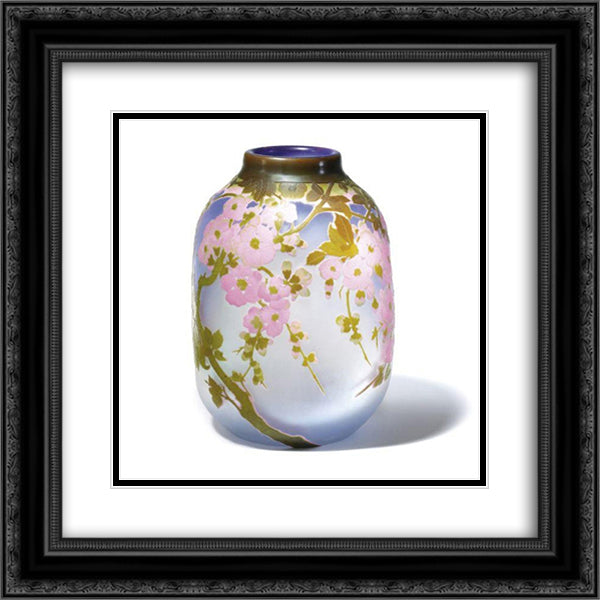 Apple Blossom Vase 20x20 Black Ornate Wood Framed Art Print Poster with Double Matting by Galle, Emile
