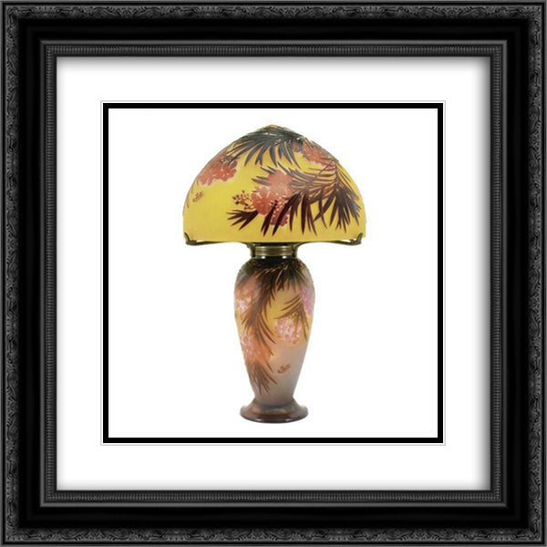 Hibiscus Lamp 20x20 Black Ornate Wood Framed Art Print Poster with Double Matting by Galle, Emile