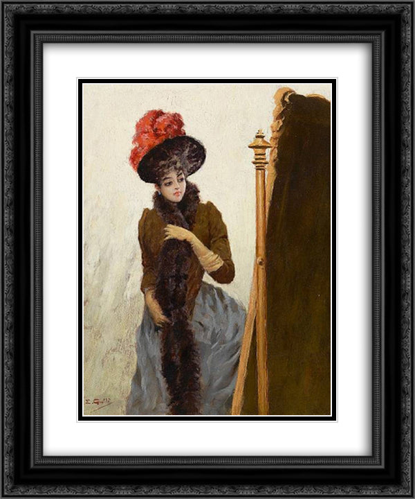 In front of the swing mirror 20x24 Black Ornate Wood Framed Art Print Poster with Double Matting by Galle, Emile