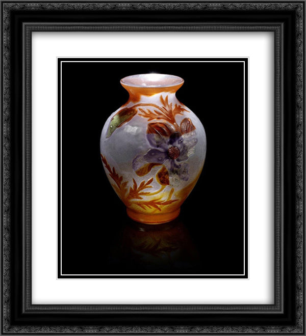 Pavot 20x22 Black Ornate Wood Framed Art Print Poster with Double Matting by Galle, Emile